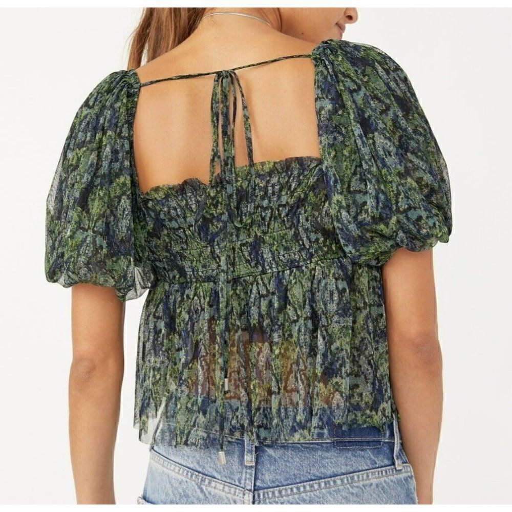 NWT - Free People Women's - XL - Penelope Top Deep Sea Combo Green - Picture 3 of 12